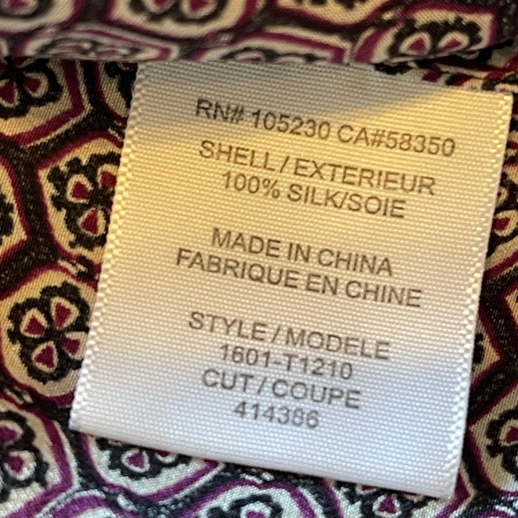 Joie Daryn Print Silk Burgundy Top - Picture 11 of 11